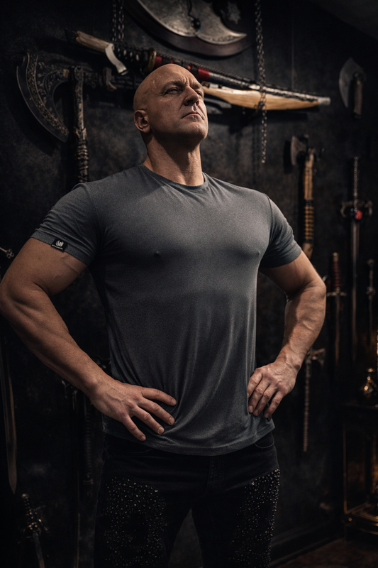 Muscle Fit Lurex T‑Shirt in Nylon Spandex for Athletic Physique Accentuation | H8S S26 n3
