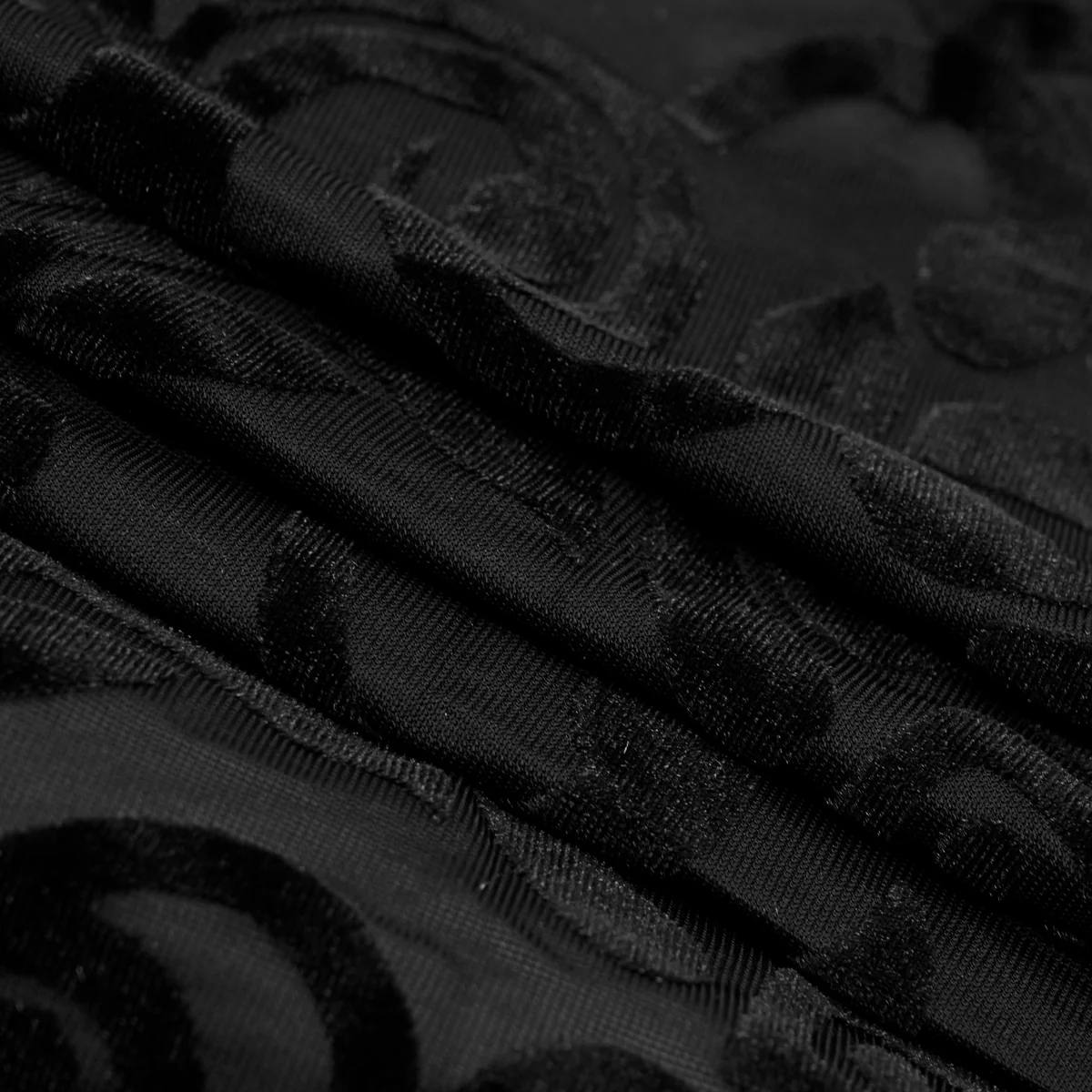 Black Burnout Velvet Floral T‑Shirt for Luxury Statement Streetwear | H8S S26 n4