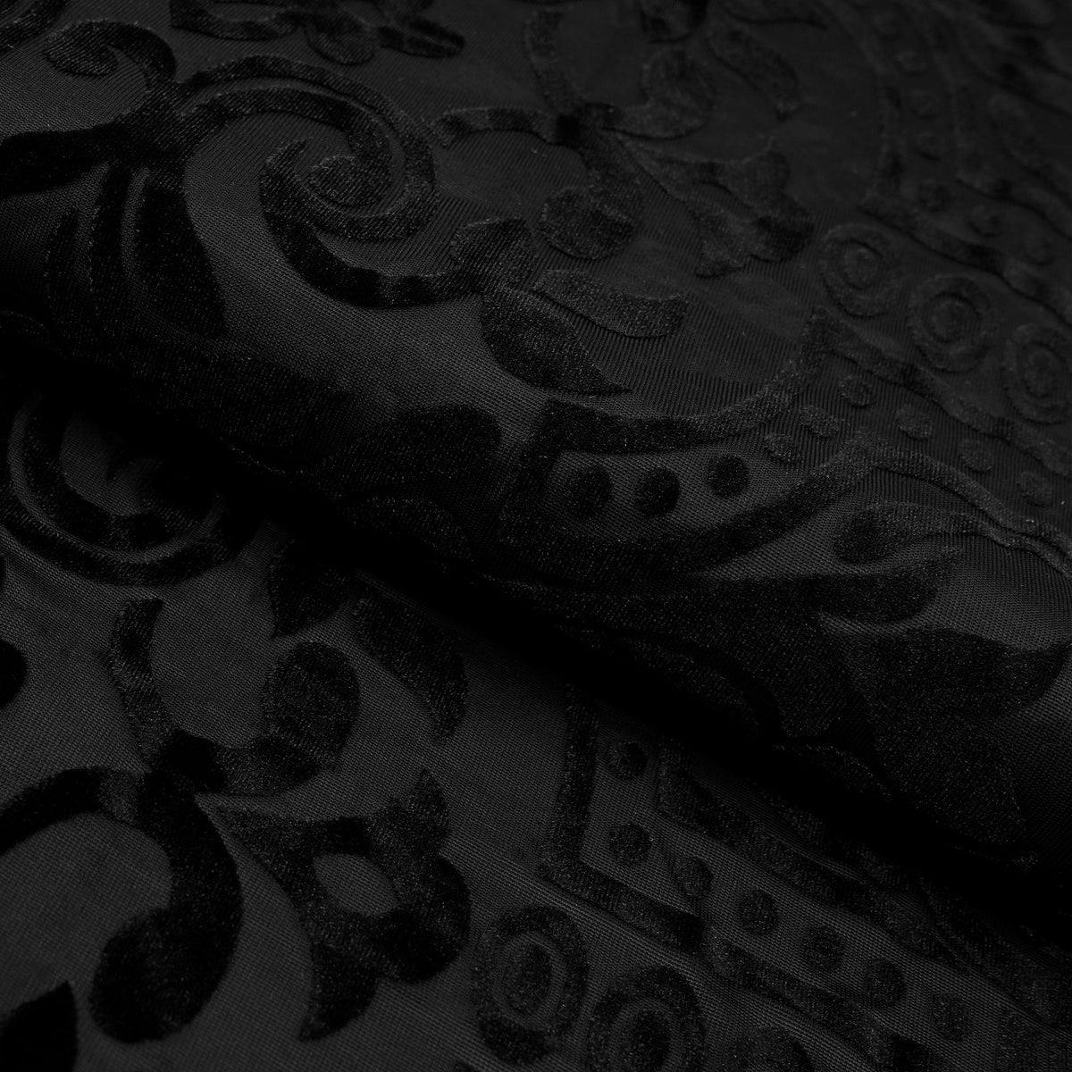 Black Burnout Velvet Floral T‑Shirt for Luxury Statement Streetwear | H8S S26 n4